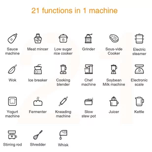 TOKIT Omni Cook 1700W 2.2L Automatic Cooking Robot, Household Smart Chef Machine, 21 Functions, Lampblack Free - EU Plug - Multicookery - miniaturka - grafika 2