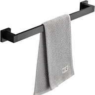 Wieszaki łazienkowe - Wieszak na ręczniki Space Aluminum Square, montowany na ścianie, pojedynczy drążek, czarny, 30 cm (do podwójnego zastosowania bez dziurkowania i dziu - miniaturka - grafika 1