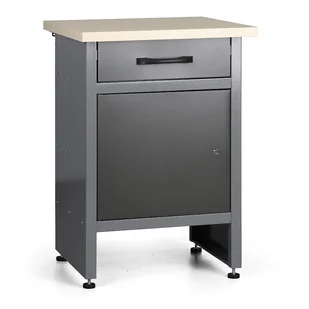 B2B Partner Stół roboczy HOBBY III, 840 x 600 x 600 mm, 1 szuflada TC-004 RAL7040/7012 - Stoły warsztatowe - miniaturka - grafika 1