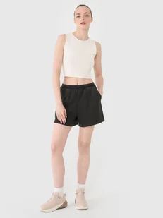 4F Spodenki casual z dzianiny waflowej damskie - czarne L - Spodnie sportowe damskie - miniaturka - grafika 1