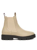 Botki damskie - Tommy Hilfiger Sztyblety Lthr Low Chelsea FW0FW08775 Écru - miniaturka - grafika 1