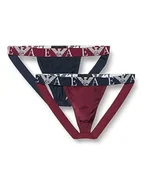 Paski - Emporio Armani Męski pasek Jock Strap (2 sztuki), Marine/Burgundy, M - miniaturka - grafika 1