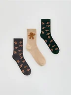 Skarpetki dla dzieci - Reserved - Świąteczne skarpetki 3 pack - ciemnoszary - miniaturka - grafika 1