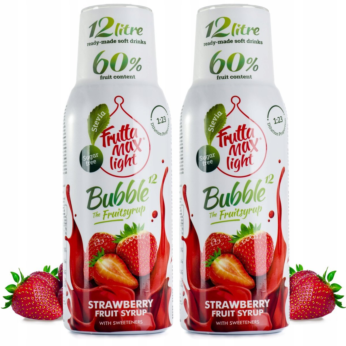 Zestaw 2 koncentratów do Saturatora FruttaMax Truskawka Light bez Cukru, 500 ml