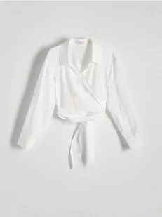 Reserved - Koszula z kopertowym wiązaniem - biały - Moda i Uroda OUTLET - miniaturka - grafika 1