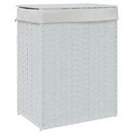 Kosze na bieliznę - vidaXL Kosz na pranie z pokrywą biały 46x33x60 cm z polirattanu - miniaturka - grafika 1