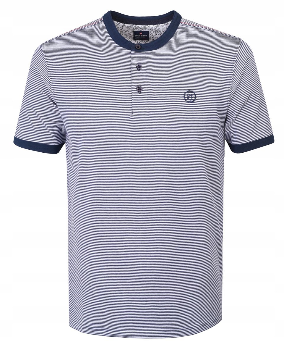 T-SHIRT Męski Koszulka w Serek w PASKI Bawełniana HEMP M Pako Jeans