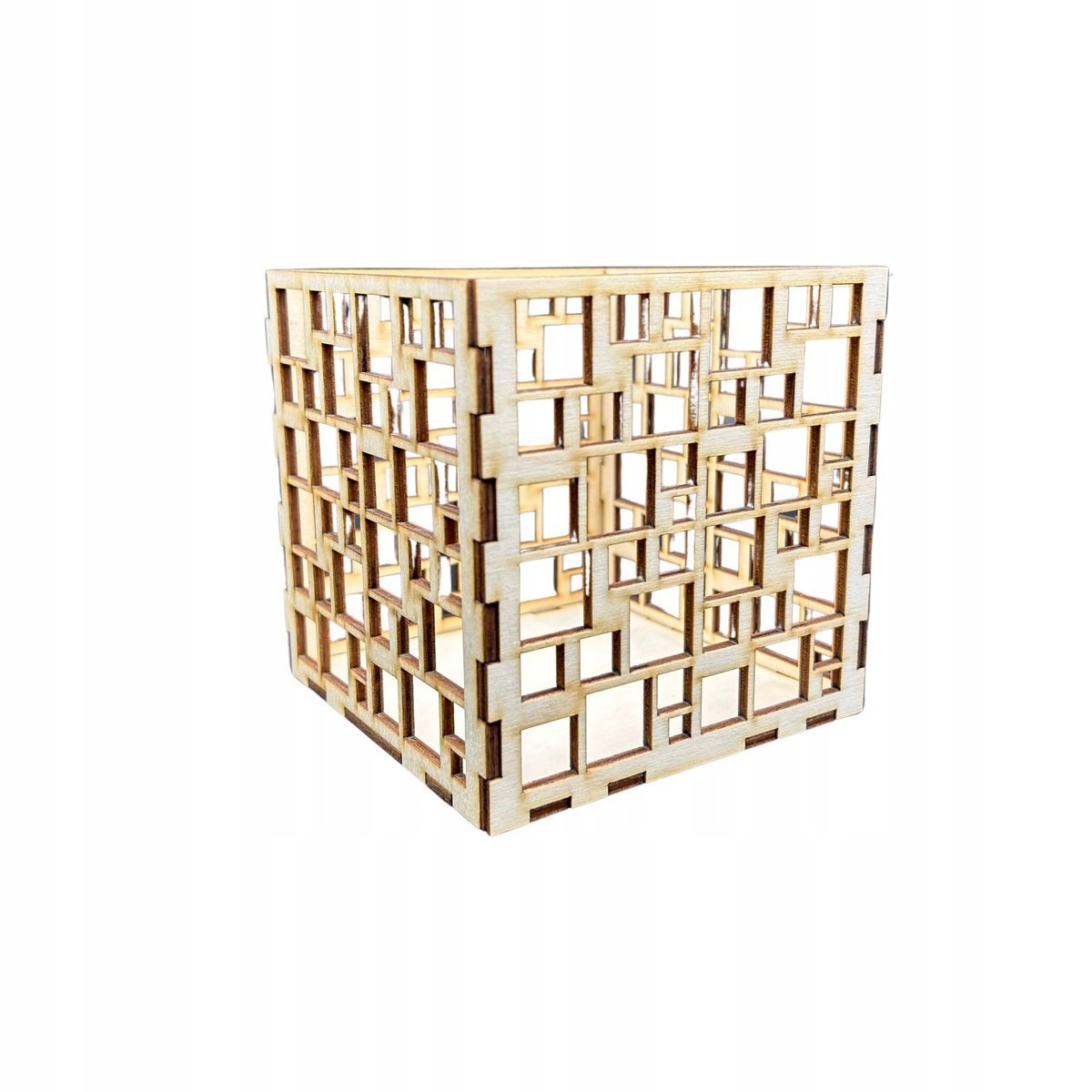 Lampion latarenka drewniany ze sklejki decoupage ozdoba świecznik 11cm