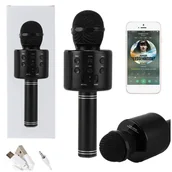 Mikrofony komputerowe - MIKROFON BEZPRZEWODOWY KARAOKE BLUETOOTH GŁOŚNIK BLACK U730C - miniaturka - grafika 1