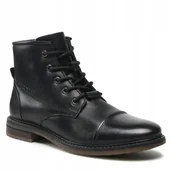 Botki męskie - Bugatti Męskie Trzewiki Skórzane Z Logo 40 J1A - miniaturka - grafika 1