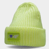 Czapki damskie - 4F, Czapka zimowa, HJZ22-JCAD004 27N, zielony, one size - miniaturka - grafika 1