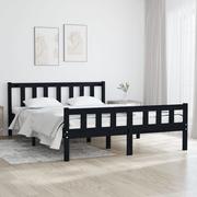Łóżka - Lumarko Rama łóżka, czarna, lite drewno, 120x190 cm, podwójna - miniaturka - grafika 1