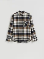 Koszule męskie - Reserved - Koszula regular fit w kratę - beżowy - miniaturka - grafika 1