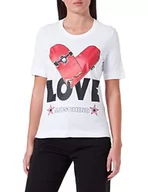 Koszulki i topy damskie - Love Moschino Damska koszulka z krótkim rękawem o regularnym kroju z nadrukiem serca, optical white, 46 - miniaturka - grafika 1