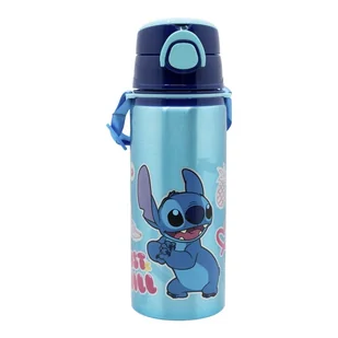 Bidon aluminiowy ze słomką i paskiem Stitch 730ml - Bidony dla dzieci - miniaturka - grafika 1