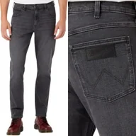 Spodnie męskie - Wrangler Larston slim Blackout dopasowane szare spodnie jeansowe W31 L30 - miniaturka - grafika 1
