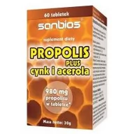 Witaminy i minerały - Sanbios Propolis z cynkiem i acerolą 490 mg 60 tabl. - miniaturka - grafika 1