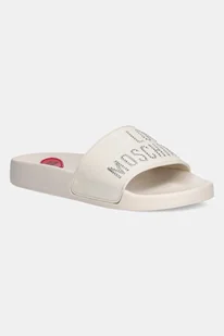 Love Moschino klapki damskie kolor beżowy - Klapki i japonki damskie - miniaturka - grafika 1