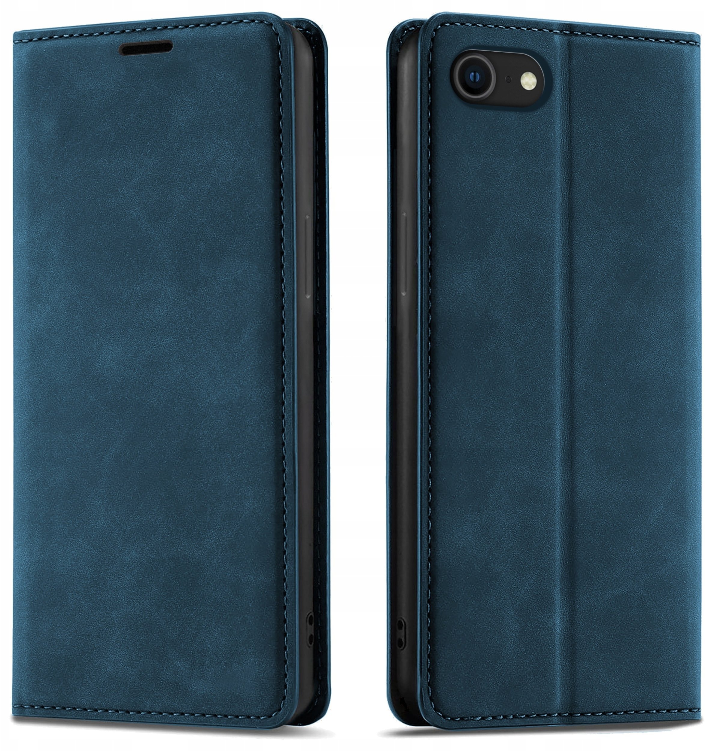 krainaGSM Etui Z Klapką Do Iphone 7 8 Se Zamykamne Magnetyczne Skórzane + Szkło