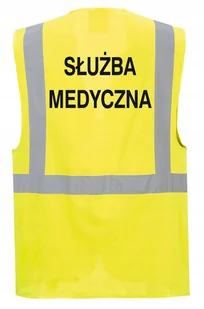 Kamizelka odblaskowa SŁUŻBA MEDYCZNA - kieszenie, nadruk, rozmiar L - Odzież robocza - miniaturka - grafika 1