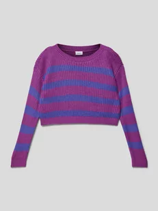 Sweter z dzianiny w paski - Swetry dla dziewczynek - miniaturka - grafika 1