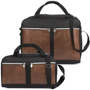 Torba podróżna samolotowa i kosmetyczka zestaw dwóch toreb fitness brązowa brązowy, beżowy - Walizki Torba podróżna samolotowa i kosmetyczka zestaw dwóch toreb fitness brązowa brązowy, beżowy - Walizki - miniaturka - grafika 1