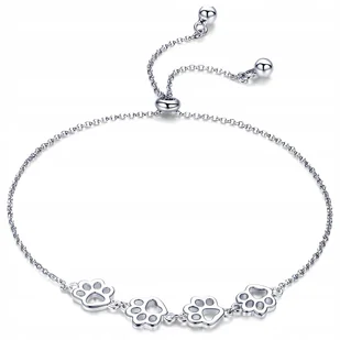 Bransoletka srebrna pr 925 ŁAPKI PIESKA KOTKA pies kot łapka srebro - Bransoletki - miniaturka - grafika 1