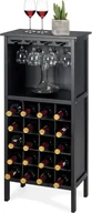 Kieliszki - COSTWAY Drewniany stojak na wino na 20 butelek Szafka na wino z wieszakiem na kieliszki 42x24,5x96cm - miniaturka - grafika 1