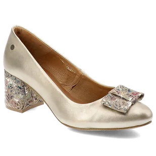 Złote Czółenka Maciejka Eleganckie Obuwie Damskie - Czółenka - miniaturka - grafika 1