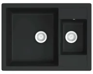 Zlewozmywaki - Elior Czarny dwukomorowy zlewozmywak granitowy A6-L34 - miniaturka - grafika 1