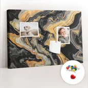 Tablice i flipcharty - Szkolna Tablica korkowa 60x40 cm, Kolorowe Pinezki, wzór Złoty marmur - miniaturka - grafika 1