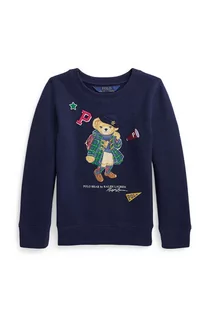 Bluzki dla dziewczynek - Polo Ralph Lauren longsleeve dziecięcy kolor granatowy z nadrukiem - grafika 1