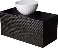 Szafki łazienkowe - Szafka łazienkowa wisząca z umywalką 100 cm szklane fronty czarny uchwyt Glow Gante - miniaturka - grafika 1