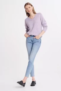 Błękitne jeansy slim fit, wysoki stan - Greenpoint - Spodnie damskie - miniaturka - grafika 1