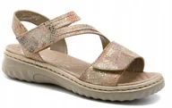 Sandały damskie - Rieker Sandals 60464-90 Beżowe 37 - miniaturka - grafika 1