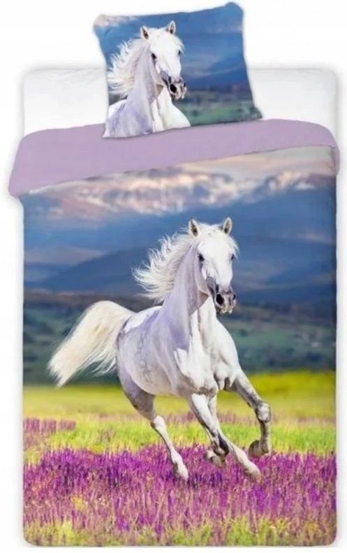 Pościel Koń Lawenda Łąka Pejzaż Góry Natura Pościel Biały Koń 160x200