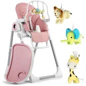 Krzesełka do karmienia - Krzesełko Do Karmienia Dla Dzieci Belo Nukido Różowe Z Zabawkami - miniaturka - grafika 1