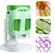 Mikroskopy i lupy - Mikroskop dla Dzieci Edukacyjny Elektroniczny 4w1 800x X10 Zielony - miniaturka - grafika 1