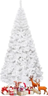 Sztuczna choinka COSTWAY 240 cm z 1138 czubkami, igłami z PVC i metalowym stojakiem, choinka idealna do domu, biura i sklepów, biała - Choinki - miniaturka - grafika 1