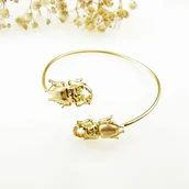 Bransoletki - Venus Galeria Bransoletka srebrna ze złotymi  skarabeuszami - miniaturka - grafika 1