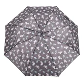 Parasole - Parasol damski Perletti Basic Mini półautomatyczny składany szary w kwiaty - miniaturka - grafika 1