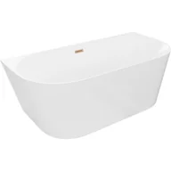 Wanny - Mexen Oval Slim wanna wolnostojąca przyścienna 170 x 80 cm, biała, przelew miedź szczotkowana - 52661708000-65 - miniaturka - grafika 1