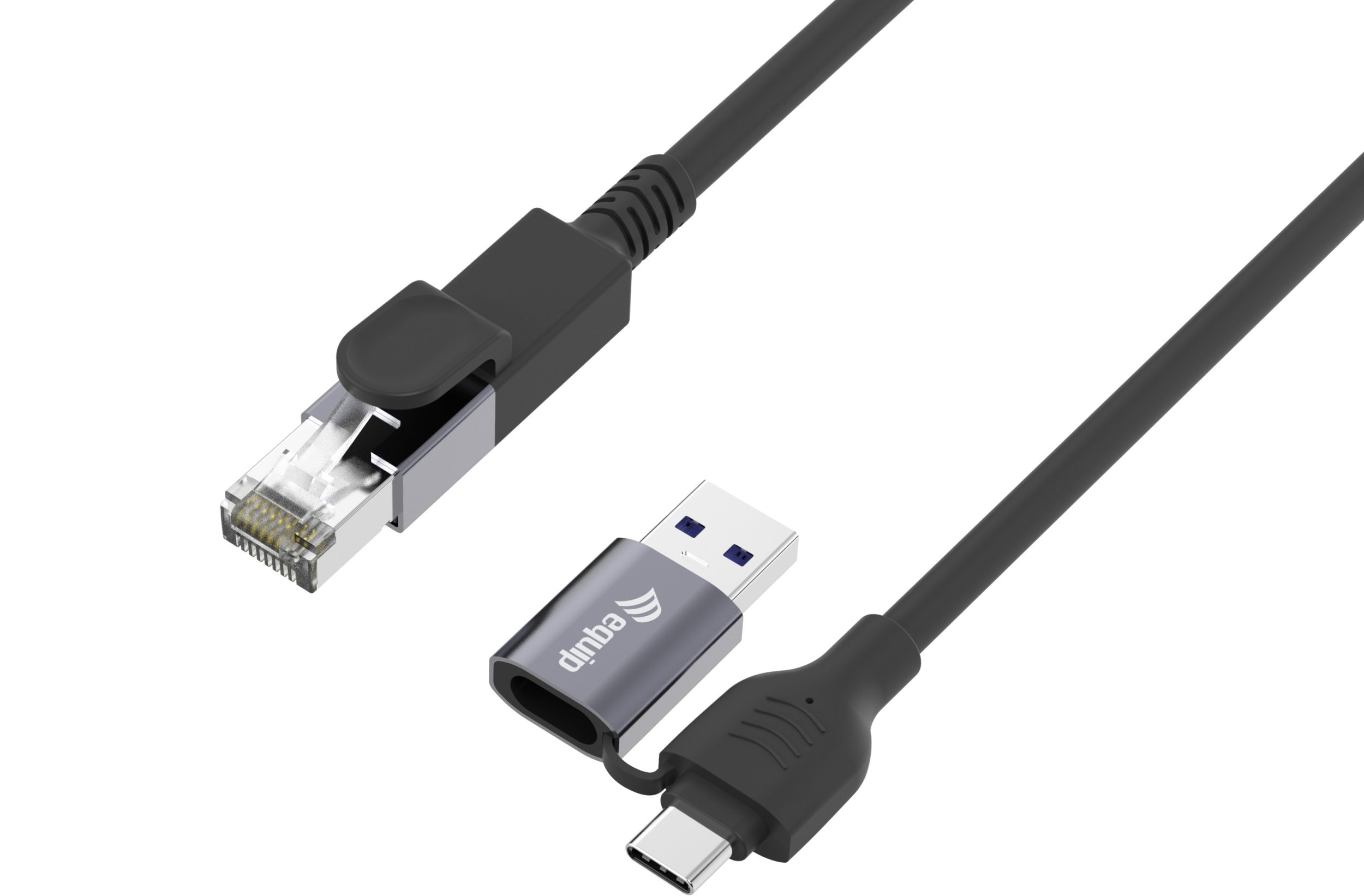 Adapter USB Equip GigaBit USB-C+A->RJ45 St/St 2.00m czarny 133102