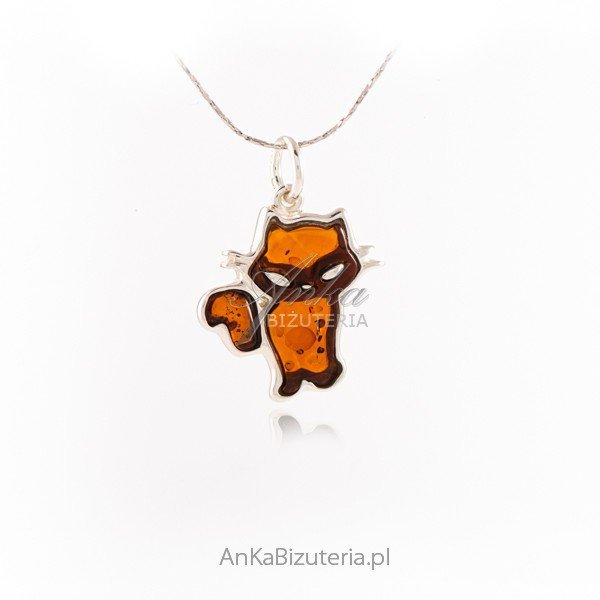 ankabizuteria.pl Zawieszka srebrna Kotek z bursztynem