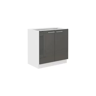 Szafka Dolna Stojąca 2 Drzwi 80 D 2F Lara Grafit Połysk Stolarz Lempert Grafit, Biały - Szafki kuchenne - miniaturka - grafika 1