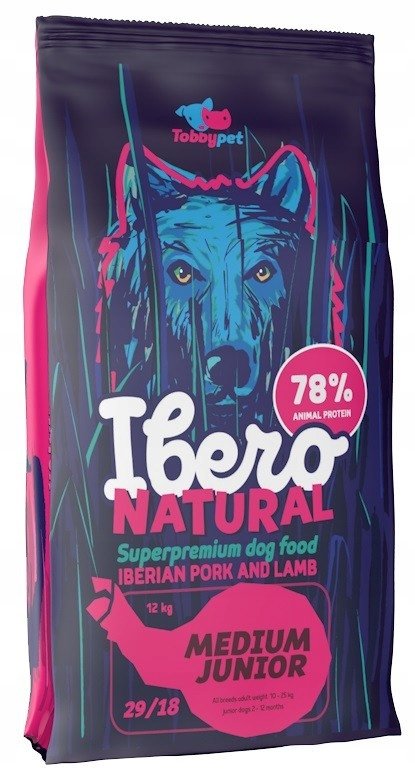 IBERO NATURAL MEDIUM JUNIOR PORK LAMB JAGNIĘCIN 12kg karma sucha