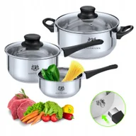 Zestawy garnków i patelni - ZESTAW KOMPLET GARNKÓW FLEX INDUKCJA GAZ 7el GARNKI STAL NIERDZEWNA 18/0 - miniaturka - grafika 1