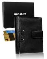 Portfele - Męski Duży Portfel Skórzany, Pionowy Z Zapinką I Ochroną Rfid — Ronaldo - miniaturka - grafika 1