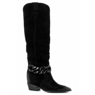 Czarne zamszowe kowbojki CARINII - Carinii - Kozaki damskie - miniaturka - grafika 1