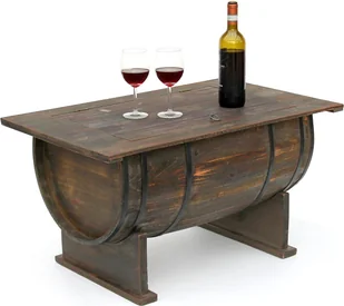 DanDiBo stolik kawowy beczka na wino 5084 drewniany stół stojak na wino 80 cm stolik boczny winiarnia - Ławy i stoliki kawowe - miniaturka - grafika 1